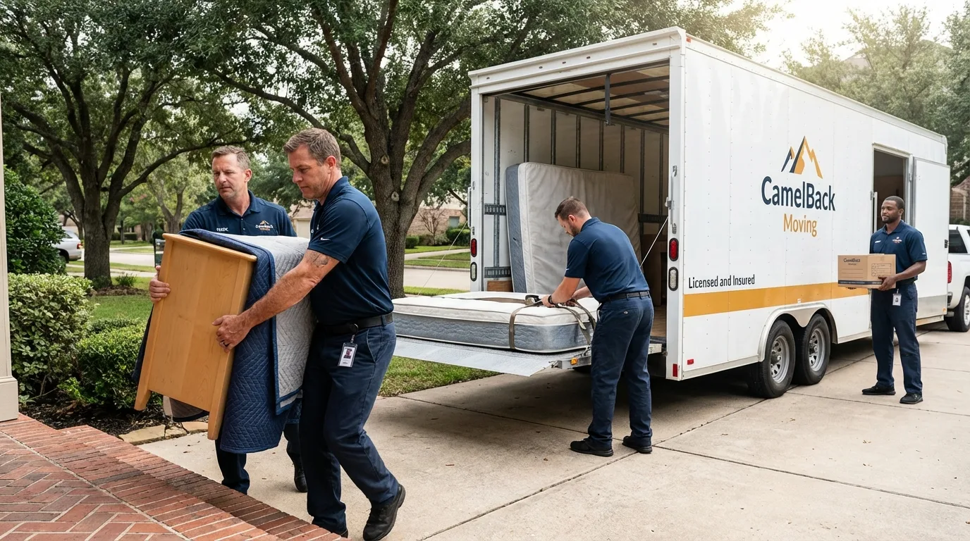 Crew loading residential truck for cross-state move from Sylvania, OH