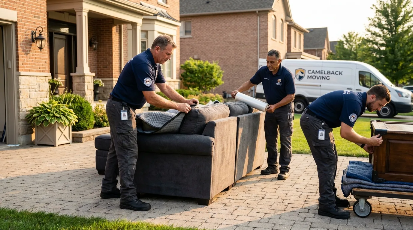 Large estate moving crew wrapping furniture in Sylvania, OH